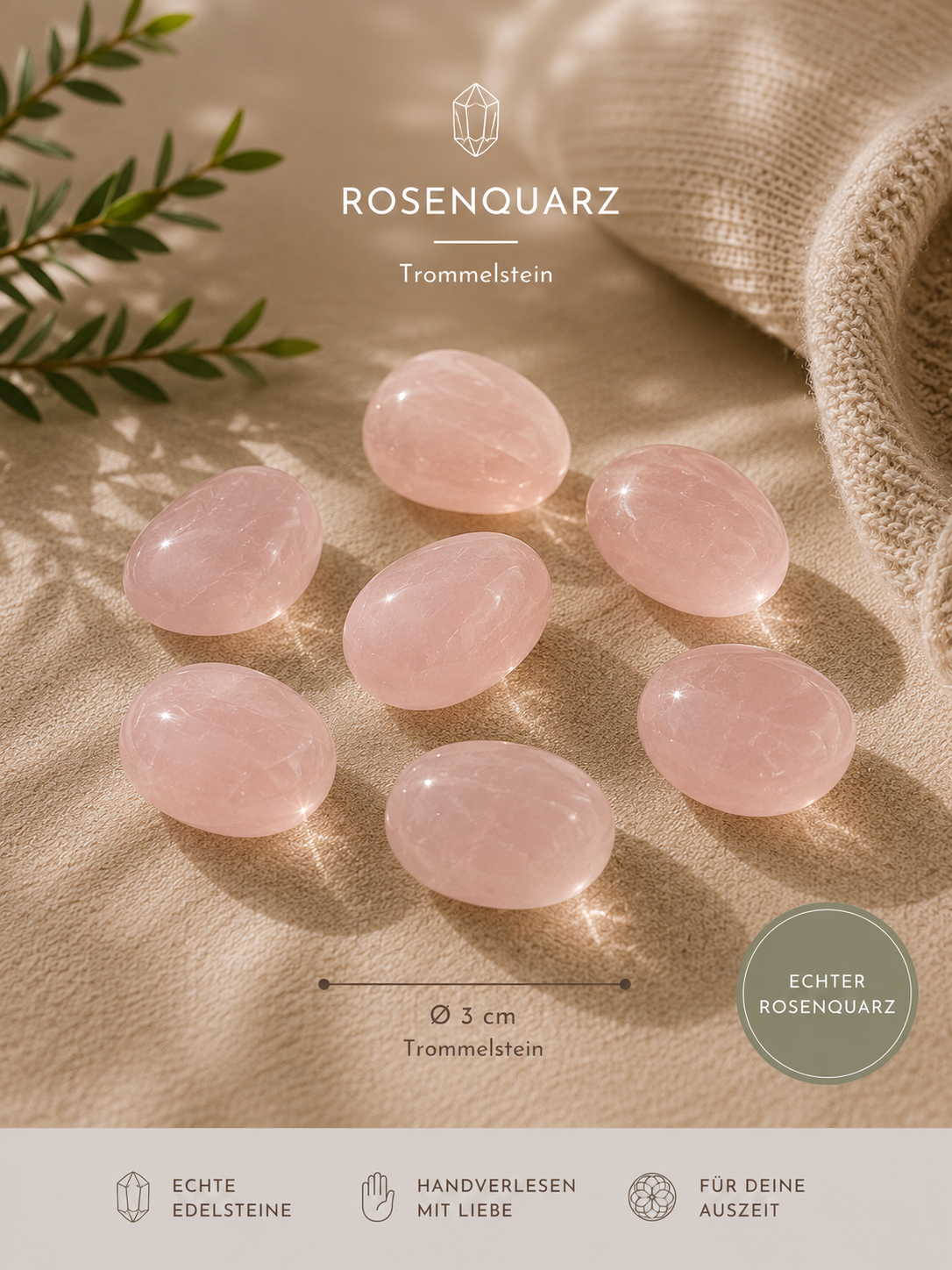 ROSENQUARZ TROMMELSTEIN -LIEBE & VERBUNDENHEIT