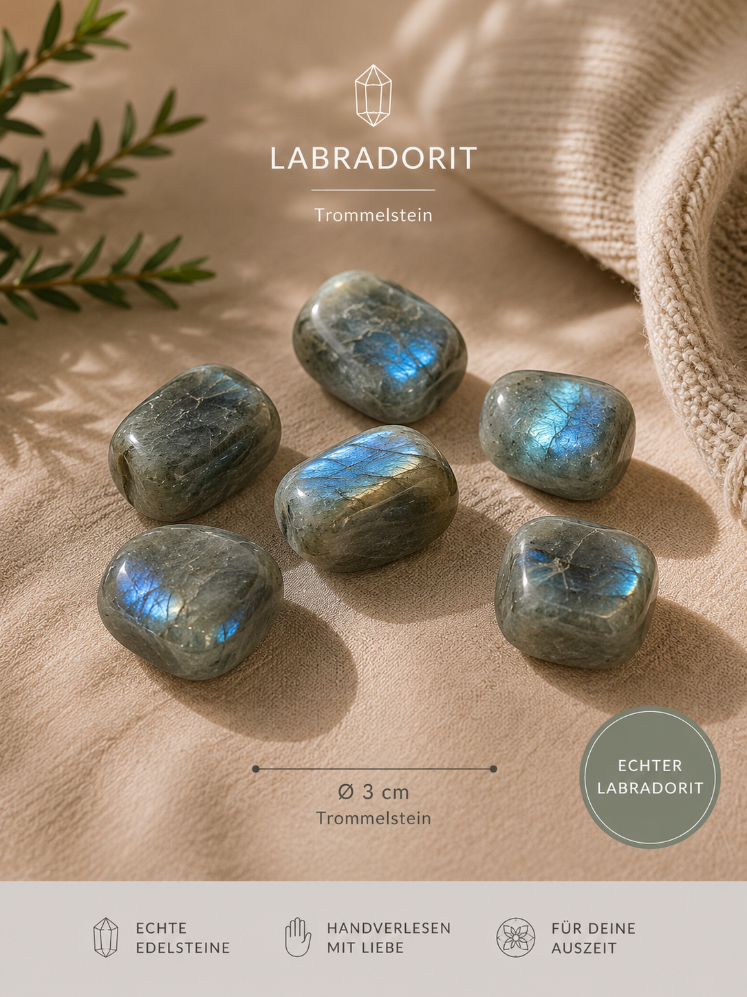 LABRADORIT TROMMELSTEIN - BEGEISTERUNGSFÄHIGKEIT & GEFÜHLSTIEFE